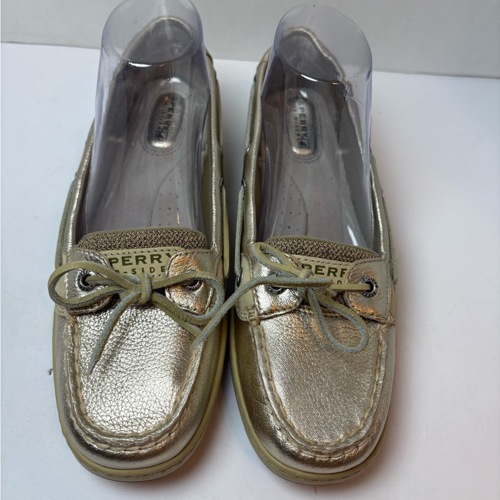 Sperry Top Sider Angelfish gold metallic leather boat shoes loafers size 8M